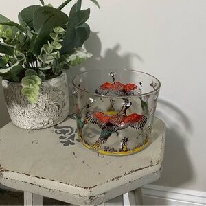 Vintage Mid Century Hazel Atlas Pheasant Glass Ice Bucket